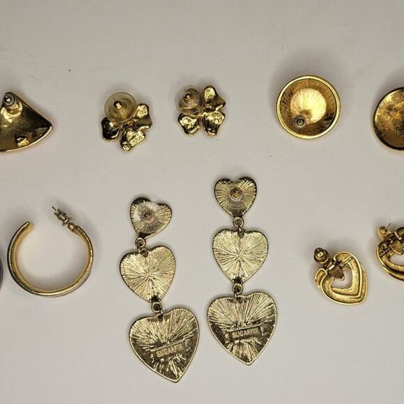 Vintage Gold Tone Enamel Earrings Lot - Picture 5 of 9